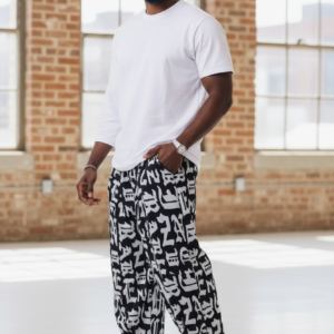 Gangown Unisex Desenli Siyah Jogger Pantolon