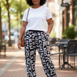 Gangown Unisex Desenli Siyah Jogger Pantolon