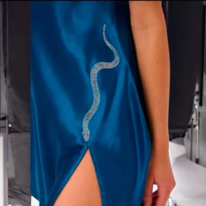 Love Secret yılan taş desenli saten gecelik