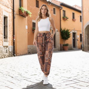 Gangown Unisex Kızıldereli Desenli Jogger Pantolon