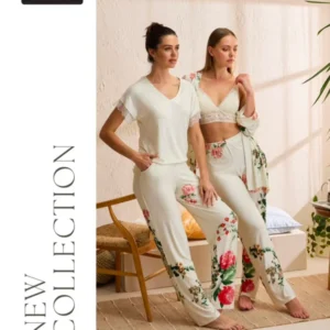 ANIL Kadın Sabahlık, Bralet ve Pantolon Takım
