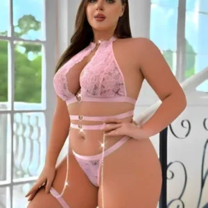 Passione Büyük Beden Pinky Jartiyer Set