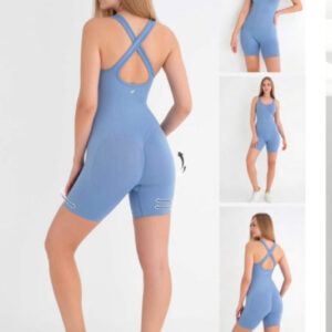 Wooster 11855 Toparlayıcı Kısa Spor Tulum- Şekillendirici ve Konforlu-Mavi