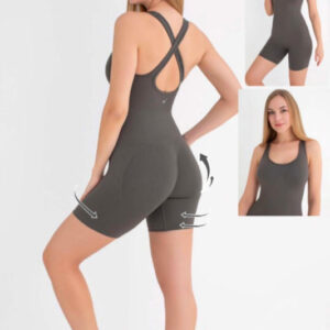 Wooster 11855 Toparlayıcı Kısa Spor Tulum- Şekillendirici ve Konforlu-Füme