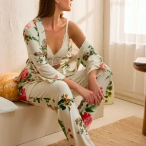 ANIL Kadın Sabahlık, Bralet ve Pantolon Takım